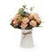 Artificial Flower Arrangements with White Ceramic Vase, Pink Roses and Eucalyptus